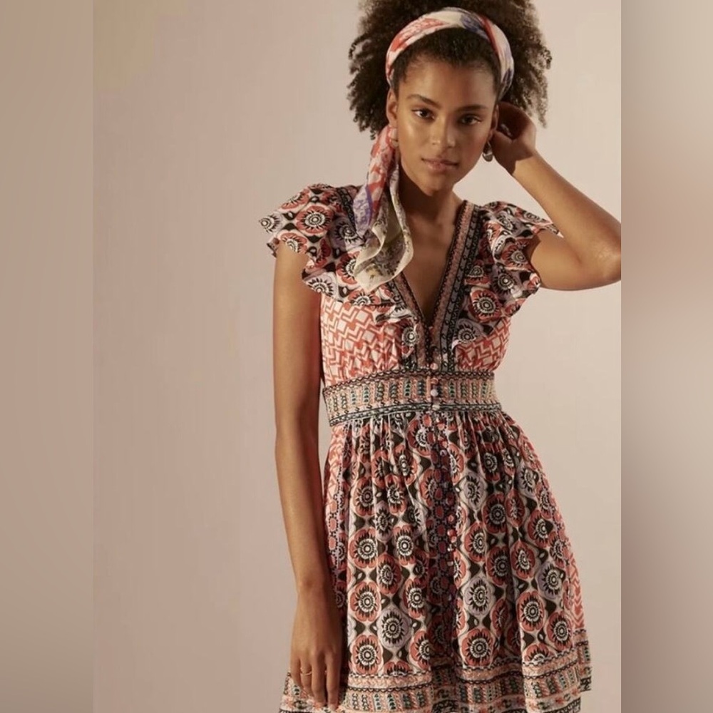 Anthropologie Women’s Dress with Red and Black Patterns
